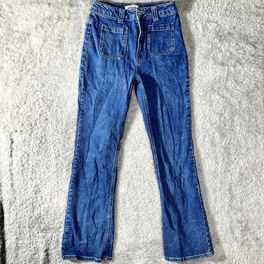 RSQ Jeans Womens 26 Blue Medium Wash Denim Cotton Stretch Bootcut Leg Classic‎